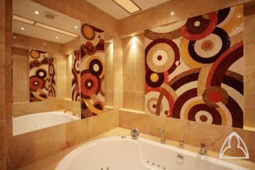 Мозаика в интерьере ванной. Панно Геометрия.